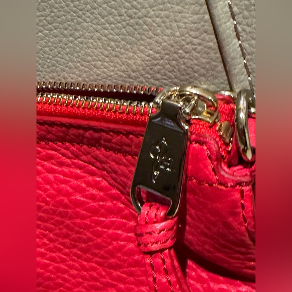 Cole Haan Red Pebbled Leather Crossbody Bag (8”x 5”) zip top closure - Picture 6 of 16